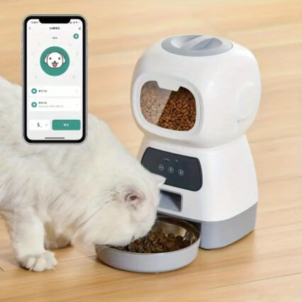 Automatic Cat Feeders, 3.5L Timed Dog Feeder 4 Meals Daily with Portion Control, Automatic Pet Feeders with Timer for Small Medium Dog & Cat, Auto Dry Cat Food Dispenser with Dual Power Supply