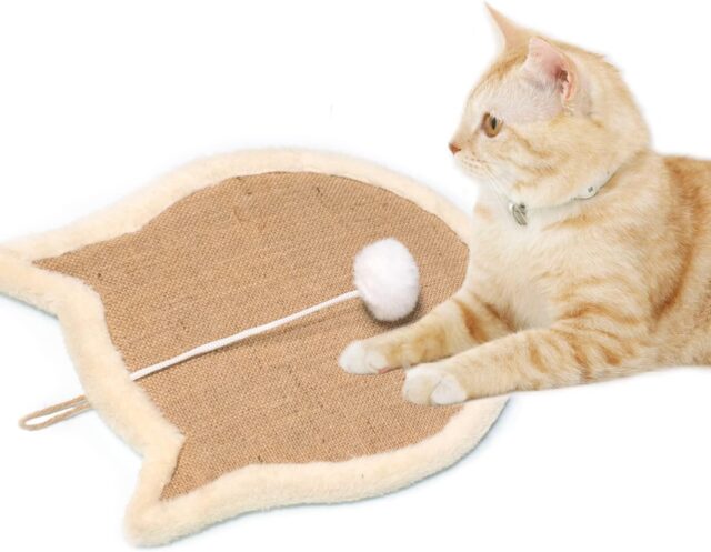 SnowTing Cat Head Scratching Pad Scratcher Sisal Mat with Plush Wall Mount or Floor Use - Image 5