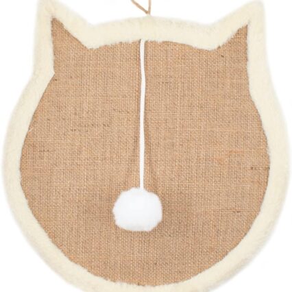 SnowTing Cat Head Scratching Pad Scratcher Sisal Mat with Plush Wall Mount or Floor Use