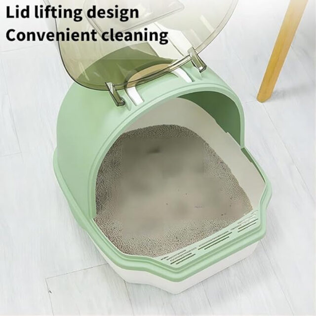 Large Cat Litter Box, Semi-Enclosed Sifting Litter Box with High Sides Detachable Small Pet Toilet Open Top Litter Tray for Kitten - Image 4