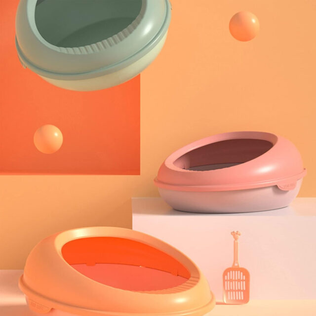 Kitty Litter Box Cat Pet Supplies Cat Litter Box, Splash-proof Cat Toilet Litter Box, Magnanimous Callous Semi-enclosed Cat Litter Box (Orange) - Image 5