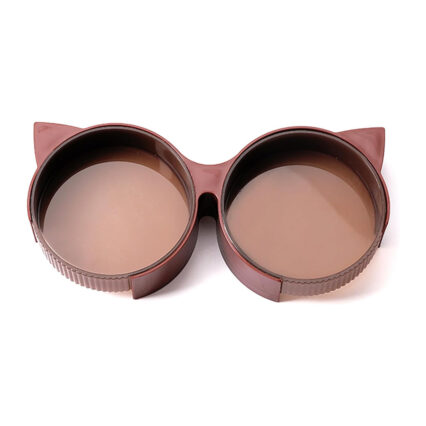 Cat-Shaped Double Feeding Pet Bowl, Detachable Elevated Food Water Feeder Bowls with Non-Slip Mat for Small Medium Pets