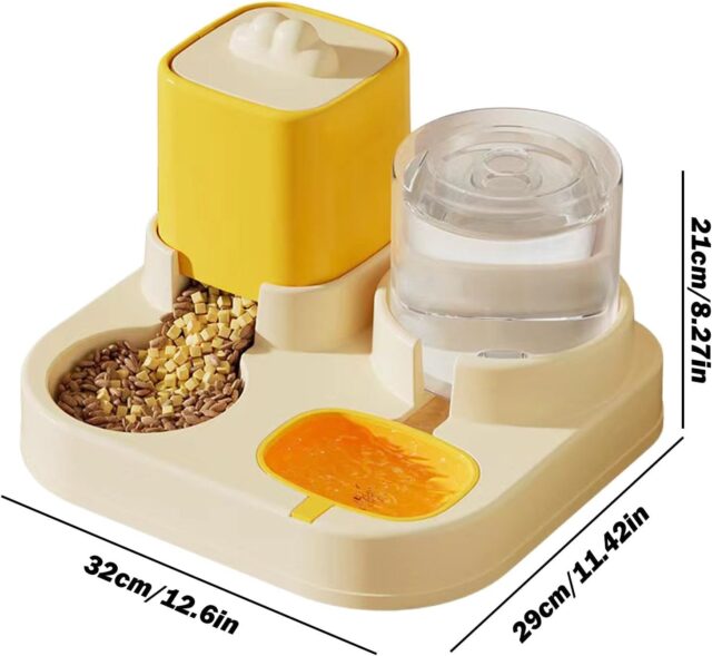 Cat Feeder and Water Dispenser, 2 in 1 Automatic Pet Waterer and Food Bowl, Pet Food Storage, Dry Food Bowl and Watering Supplies Dispenser for Indoor Small Medium Cats - Image 2