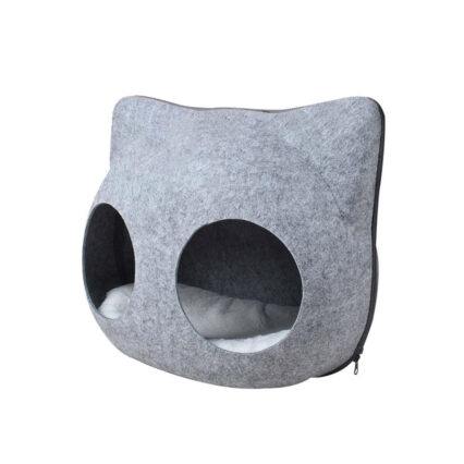 Comfortable Cat Face Cave House Felt Cat Bed Tent for Indoor Home Cute Cat Bed 40x28x38cm