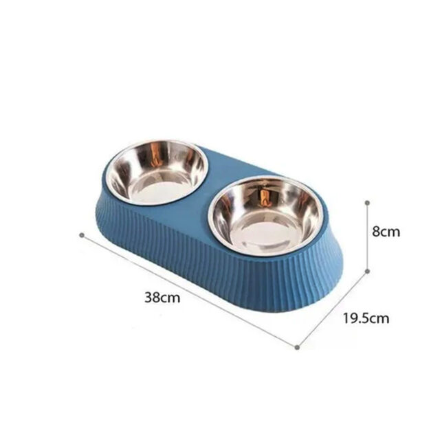 Double Bowl Detachable Stainless Steel Bowl, Pet Feeder for Cats and Small Dogs - Image 2