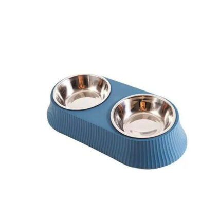 Double Bowl Detachable Stainless Steel Bowl, Pet Feeder for Cats and Small Dogs