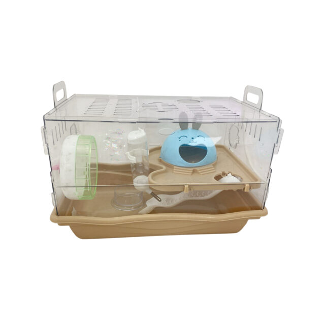 Transparent Acrylic Hamster Cage Secure, Breathable Design with Easy Cleaning and Transport Style 2 (44x31x33cm)