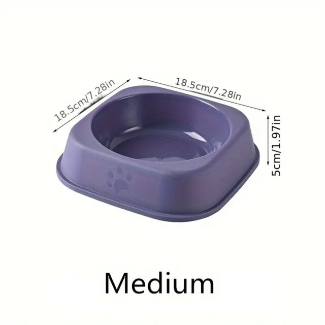 Plastic Cat Food Bowl – Anti-Tip Cat Meal Plate with Cool Colors, Water & Rice Basin for Pets - Image 2