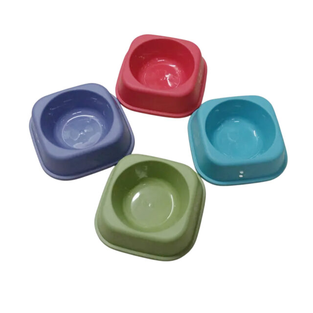 Plastic Cat Food Bowl – Anti-Tip Cat Meal Plate with Cool Colors, Water & Rice Basin for Pets - Image 3