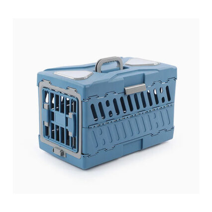 Collapsible Portable Dog Cat Crate Pet Carrier Cage (Blue, Large)