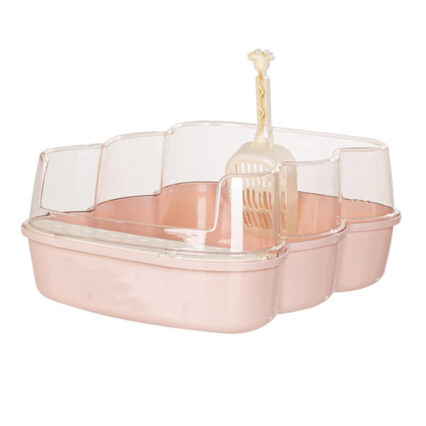 Semi-enclosed indoor cat litter box, easy-clean litter box with high-sided potty for cats
