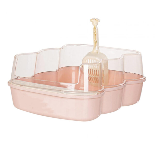 Semi-enclosed indoor cat litter box, easy-clean litter box with high-sided potty for cats