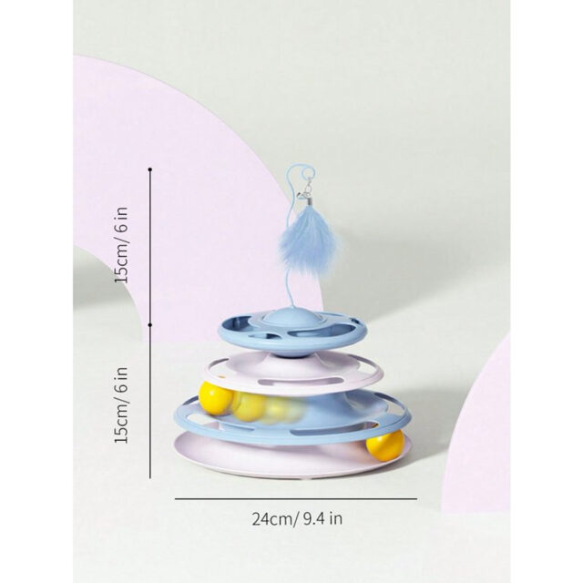 UFO Shape With Double Layer Rotating Disc Treat Dispenser Toy for Cats - Image 2