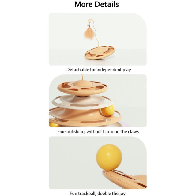UFO Shape With Double Layer Rotating Disc Treat Dispenser Toy for Cats - Image 3