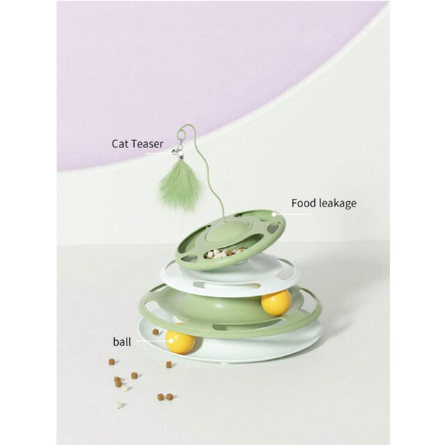 UFO Shape With Double Layer Rotating Disc Treat Dispenser Toy for Cats - Image 4