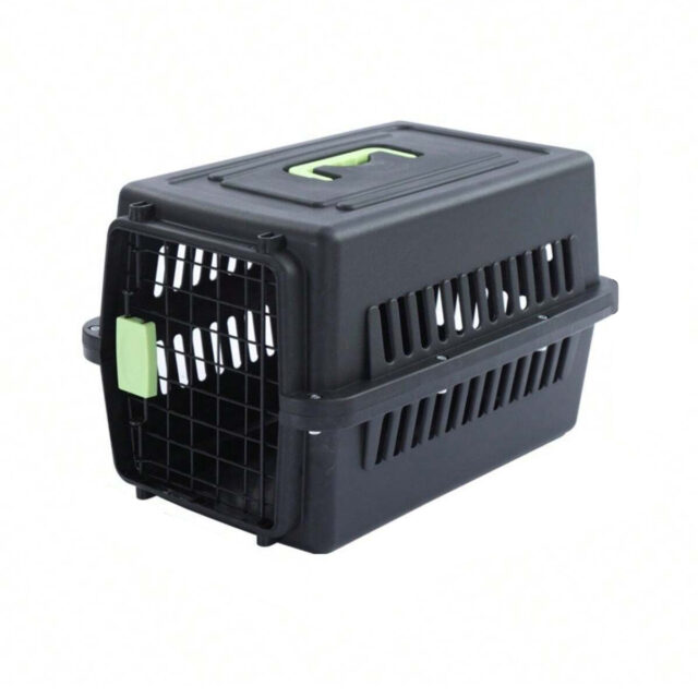Small Pet Travel Crate with Easy-Open Latch Airline Approved, Durable Kennel for Dogs, Cats & Puppies (Black)