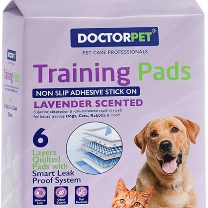 Doctor Pet Training Pads Lavender 40's (60x60cm) – Large Rapid-Dry Leak-Proof Pads, Scented, 6 Layers Quilted, Superior Absorption, Odor Control, Pet Training for Dogs, Cats, Rabbits