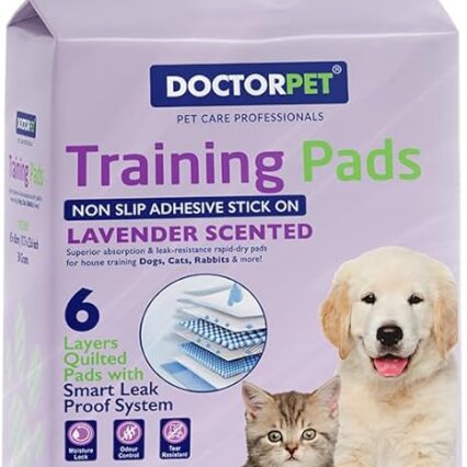 Doctor Pet Training Pads Lavender 50's (45x60cm) – Medium Rapid-Dry Leak-Proof Pads, Scented, 6 Layers Quilted, Superior Absorption, Odor Control, Pet Training for Dogs, Cats, Rabbits