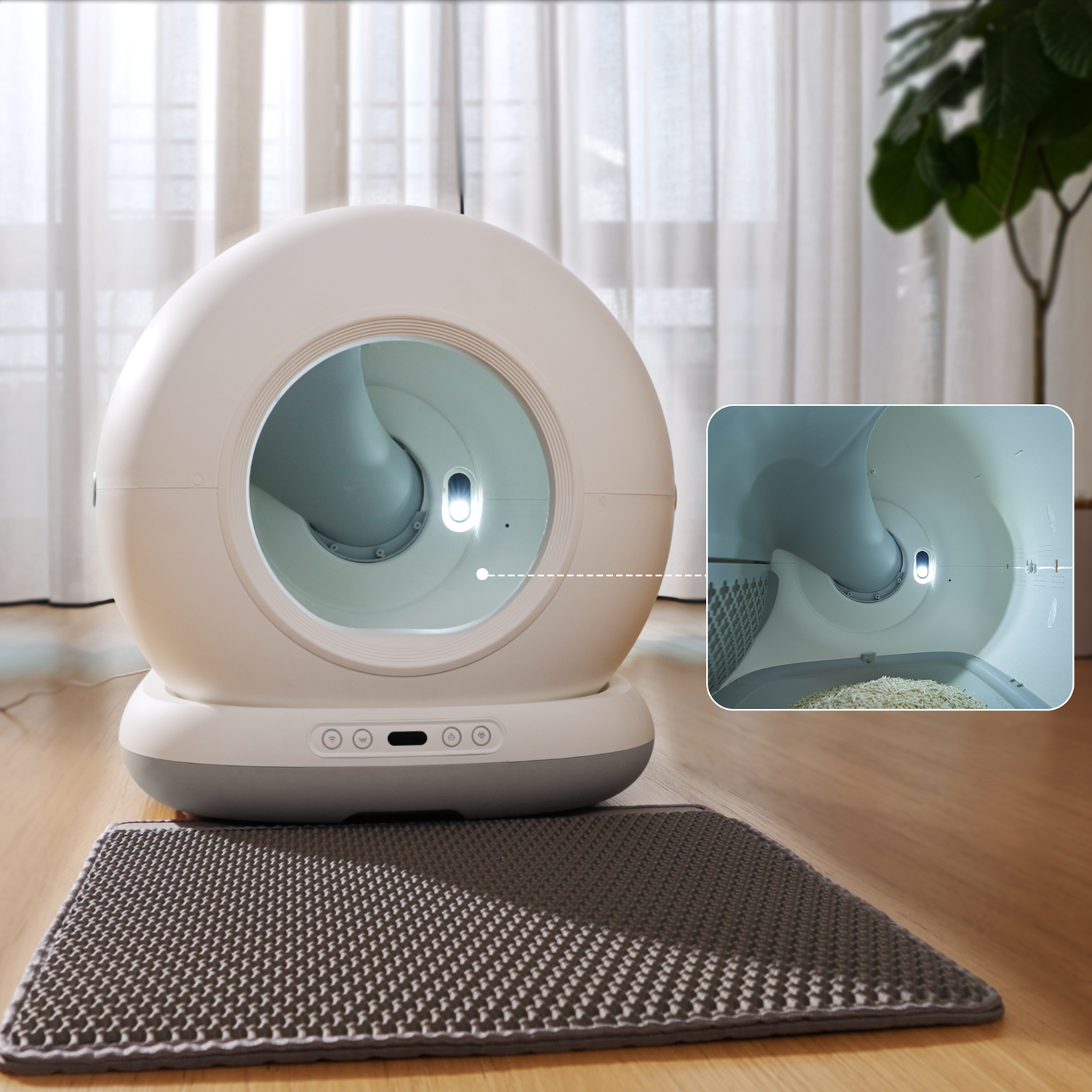 CB002 Smart Automatic Cat Toilet with Camera Remote Control with APP, 72 L Container, 7 L Bin (Grey) 3 CB002 Smart Automatic Cat Toilet with Camera Remote Control with APP, 72 L Container, 7 L Bin (Grey) - Image 3