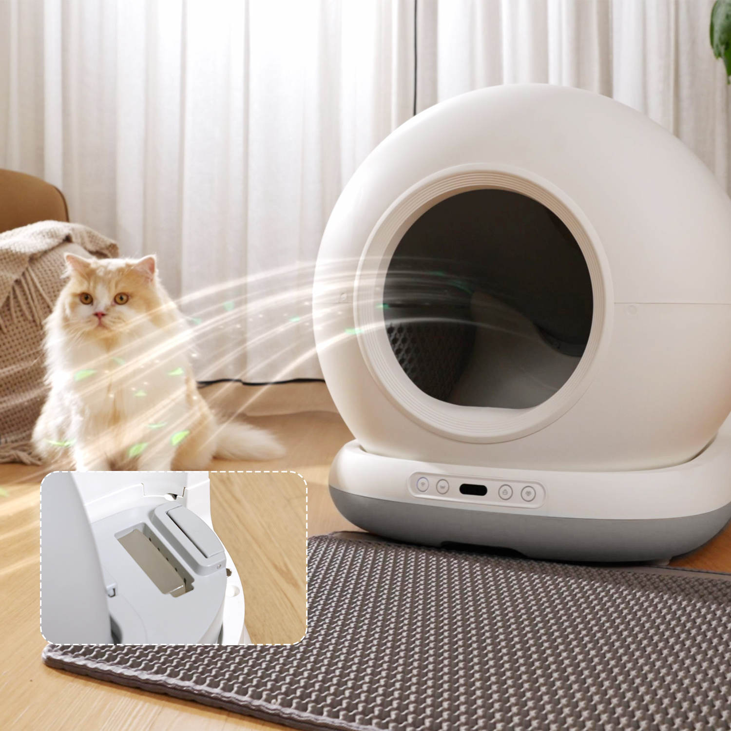 CB002 Smart Automatic Cat Toilet with Camera Remote Control with APP, 72 L Container, 7 L Bin (Grey) 4 CB002 Smart Automatic Cat Toilet with Camera Remote Control with APP, 72 L Container, 7 L Bin (Grey) - Image 4