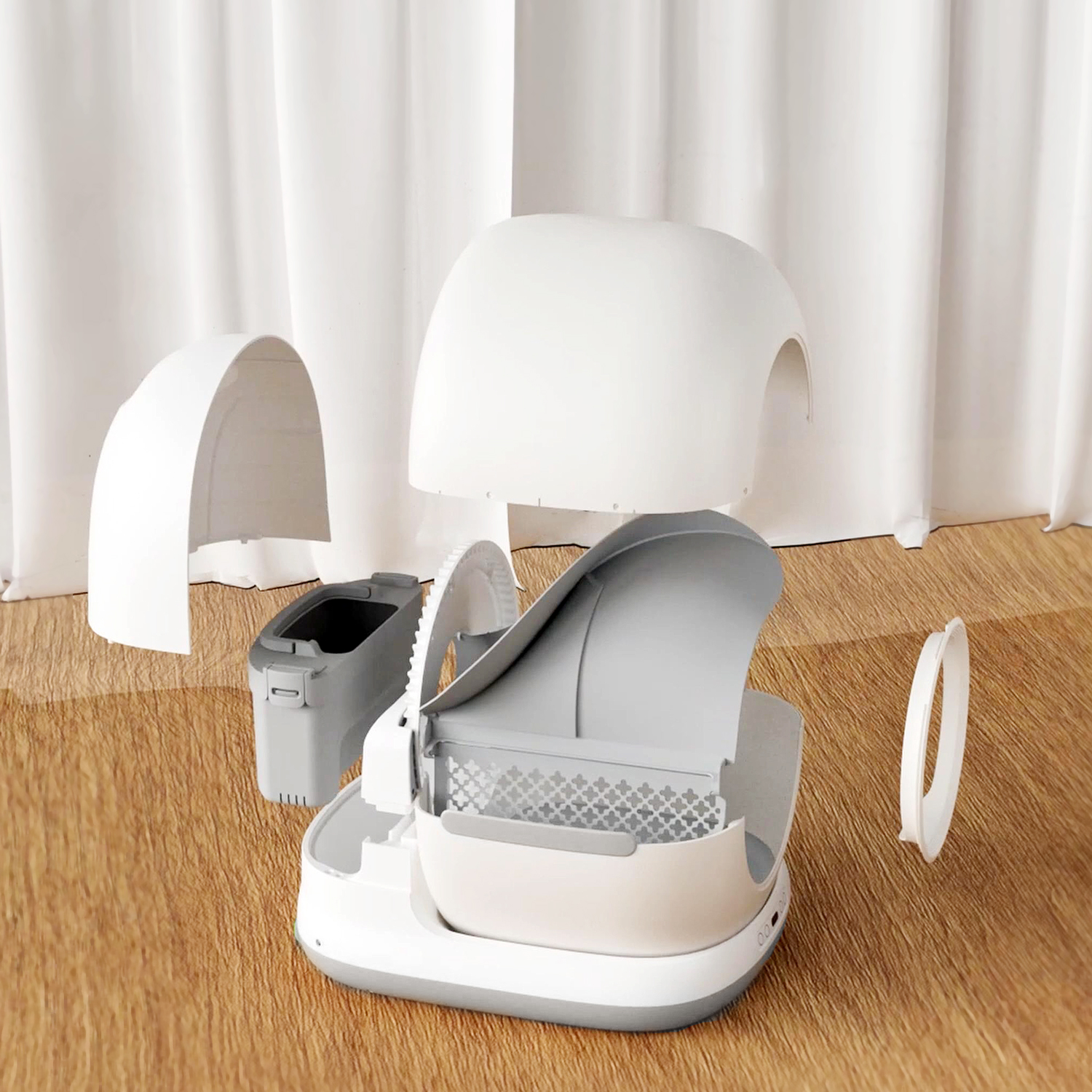 CB002 Smart Automatic Cat Toilet with Camera Remote Control with APP, 72 L Container, 7 L Bin (Grey) 5 CB002 Smart Automatic Cat Toilet with Camera Remote Control with APP, 72 L Container, 7 L Bin (Grey) - Image 5