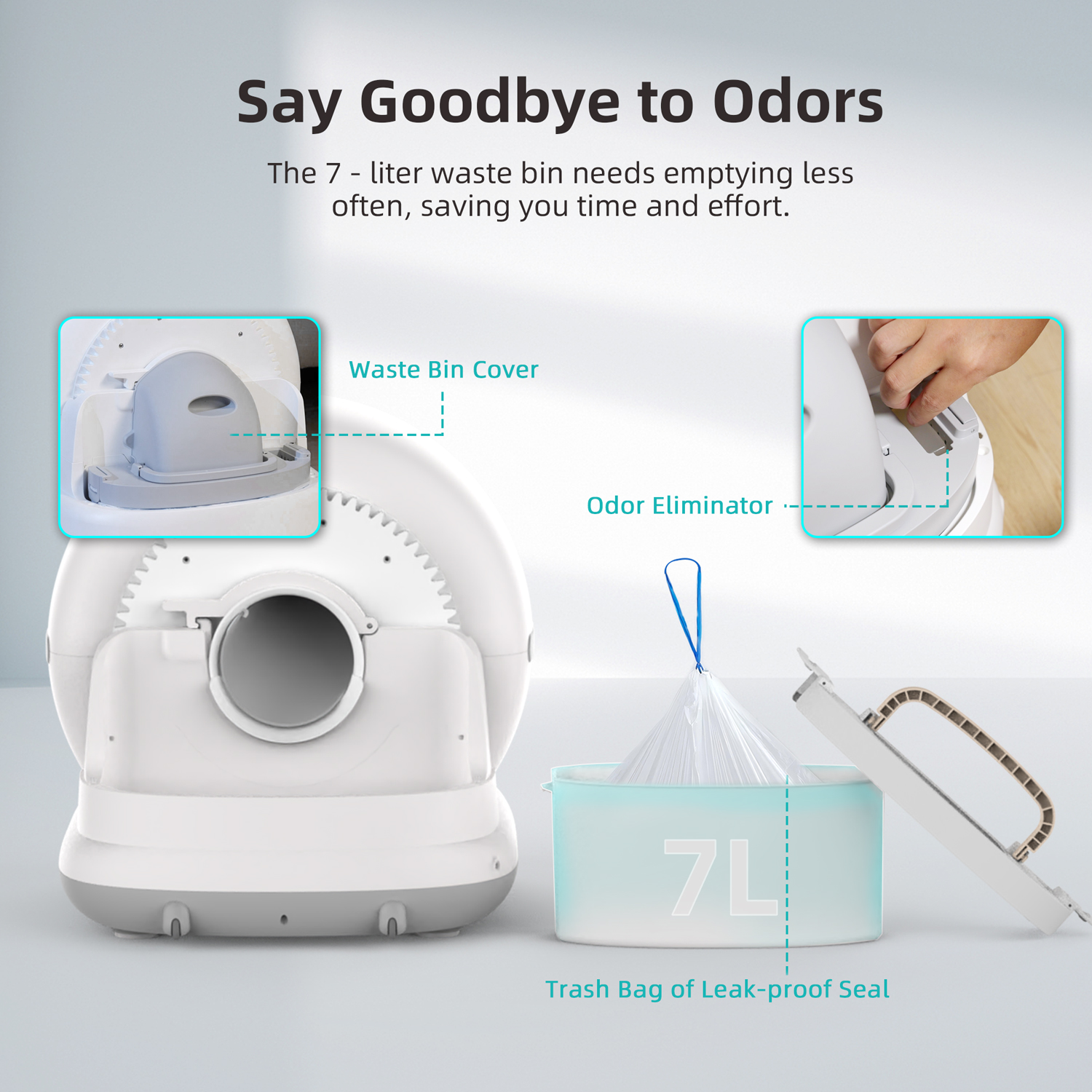 CB002 Smart Automatic Cat Toilet with Camera Remote Control with APP, 72 L Container, 7 L Bin (Grey) 6 CB002 Smart Automatic Cat Toilet with Camera Remote Control with APP, 72 L Container, 7 L Bin (Grey) - Image 6